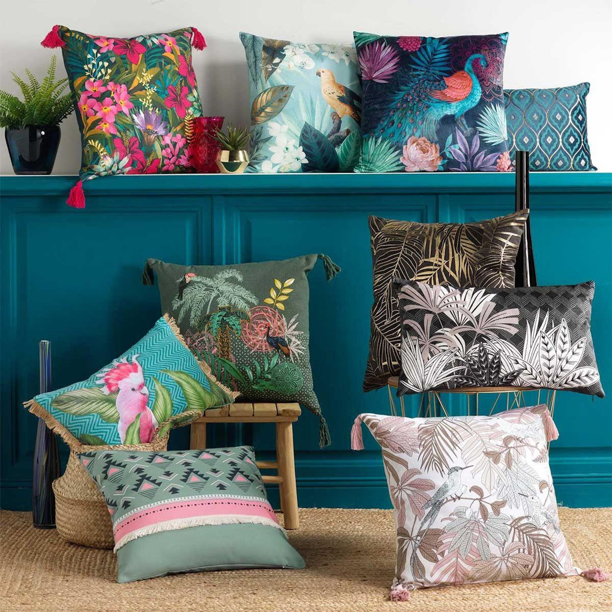 Paris Prix Coussin Déco Imprimé  Ringo  45x45cm Bleu