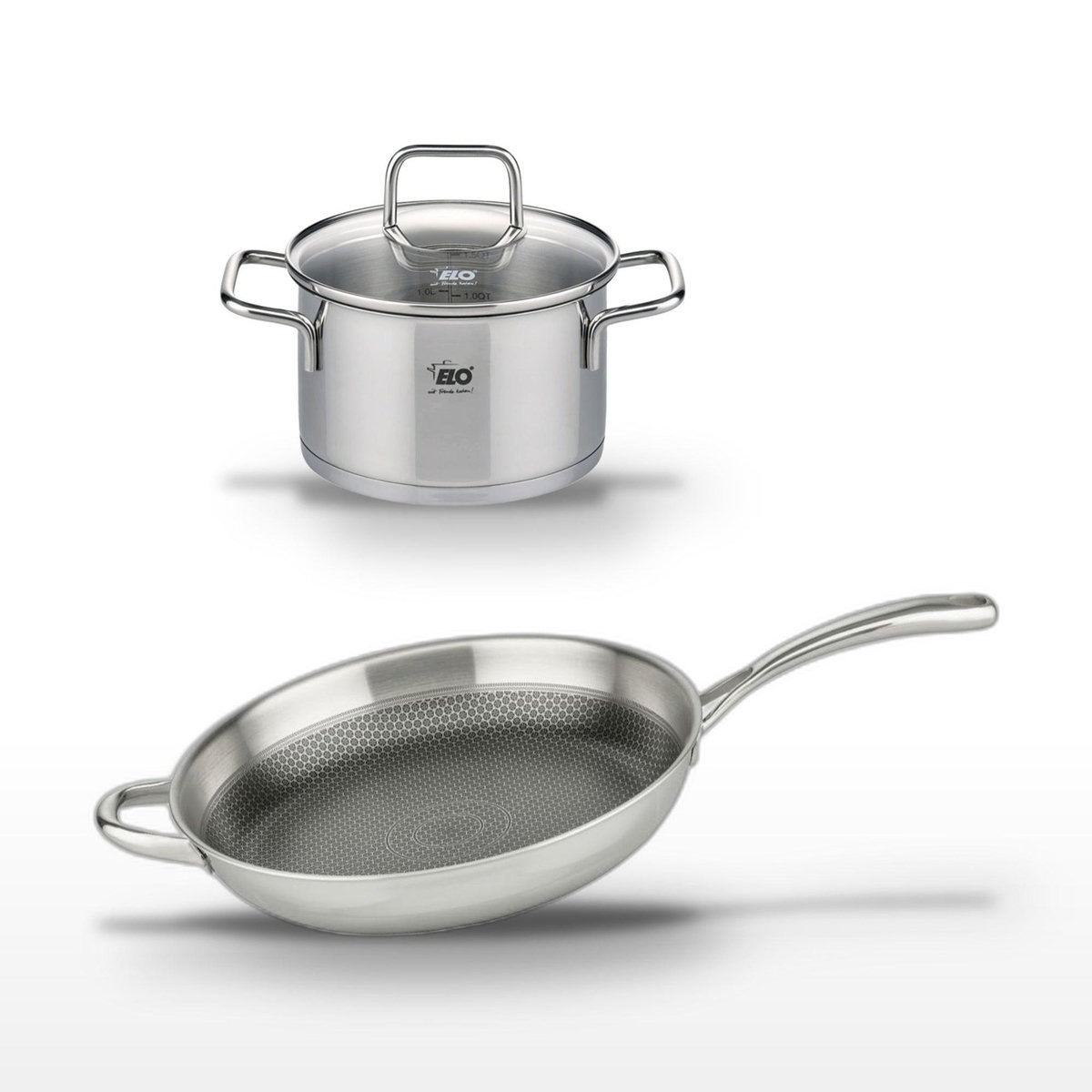 ELO Lot Poêle 32 cm & Faitout 12 cm Elo Relief Evolution