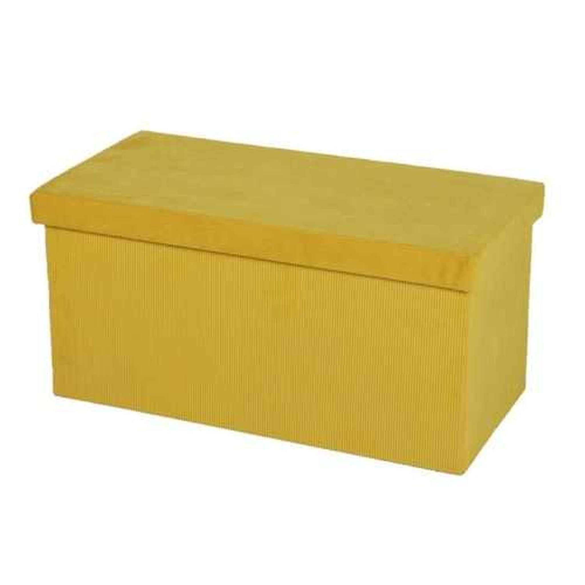 Voir la diapositive 1 : DIVERS Banc de rangement pliable Kube en velours côtelé - Jaune