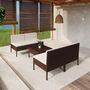 Voir la diapositive 1 : VIDAXL Salon de jardin 5 pcs avec coussins resine tressee marron