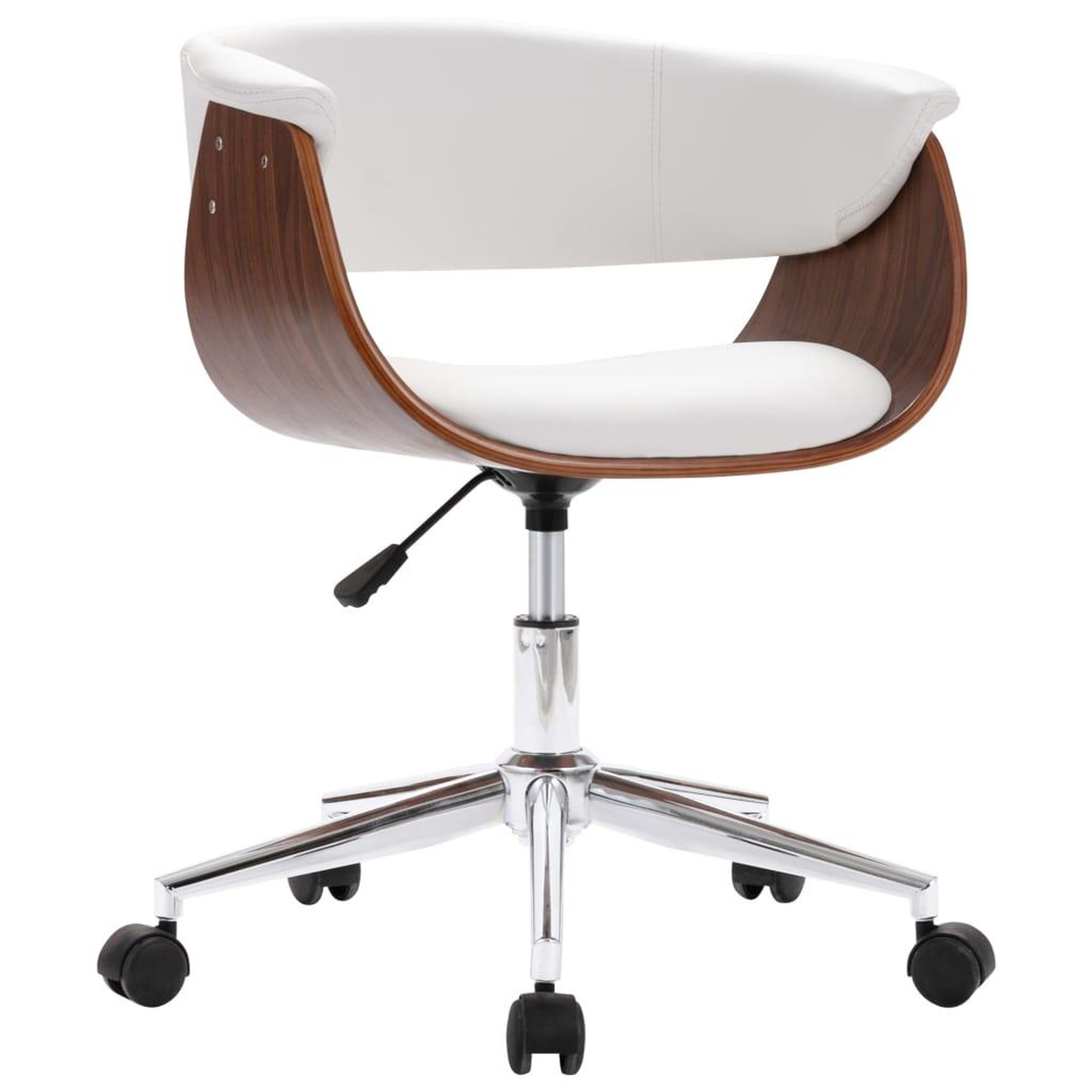 Voir la diapositive 2 : VIDAXL Chaise pivotante de bureau Blanc Bois courbe et similicuir
