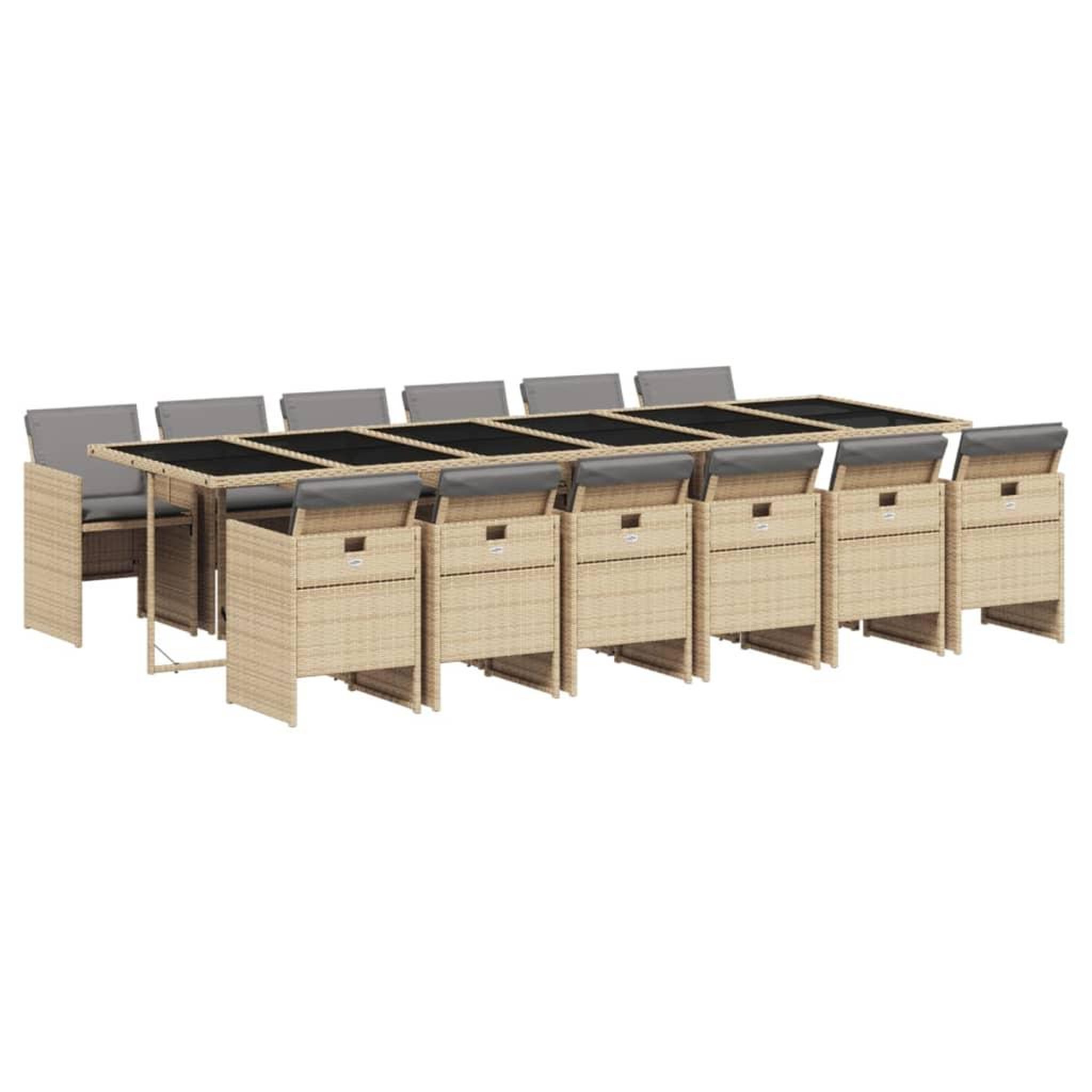 Voir la diapositive 2 : VIDAXL Ensemble a manger de jardin coussins 13 pcs melange beige rotin