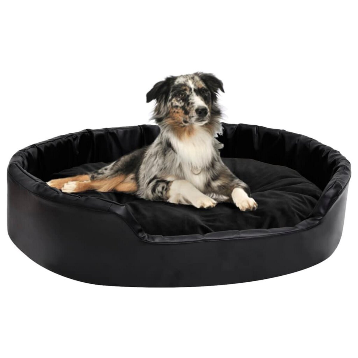 VIDAXL Lit pour chiens Noir 90x79x20 cm Peluche et similicuir