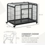 Voir la diapositive 3 : PAWHUT Cage pour chien pliable cage de transport sur roulettes 2 portes verrouillables plateau amovible dim. 125L x 76l x 81H cm métal gris noir