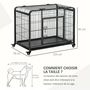 Voir la diapositive 3 : PAWHUT Cage pour chien pliable cage de transport sur roulettes 2 portes verrouillables plateau amovible dim. 125L x 76l x 81H cm métal gris noir