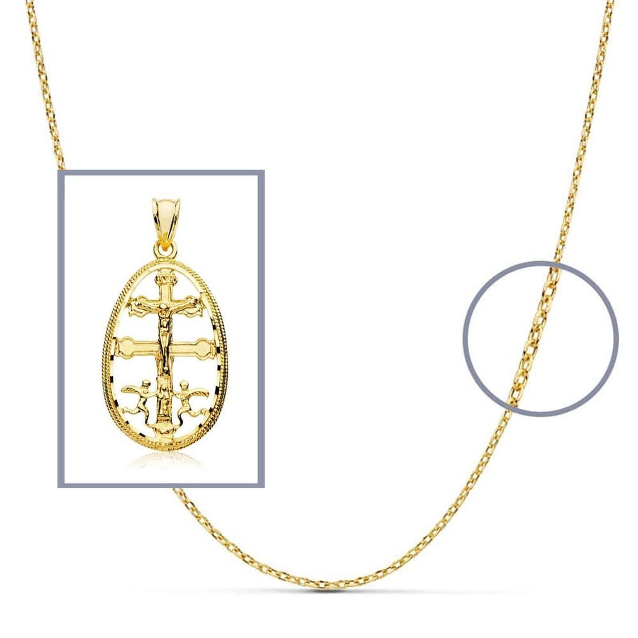 Voir la diapositive 2 : L'ATELIER D'AZUR Pendentif  - Médaille Christ sur la Croix Or Jaune - Chaine Offerte