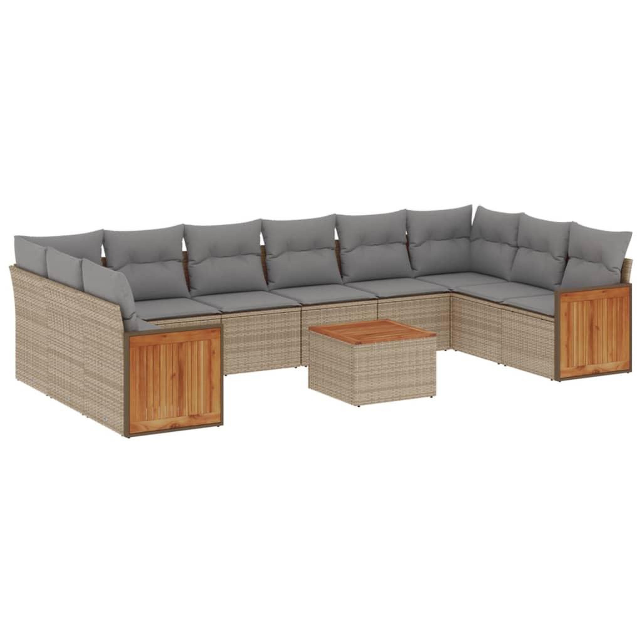 Voir la diapositive 2 : VIDAXL Salon de jardin 11 pcs avec coussins beige resine tressee