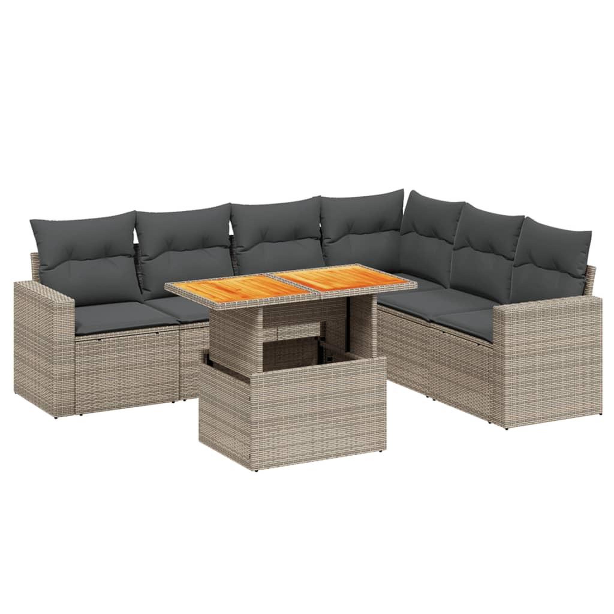 Voir la diapositive 2 : VIDAXL Salon de jardin avec coussins 7 pcs gris resine tressee