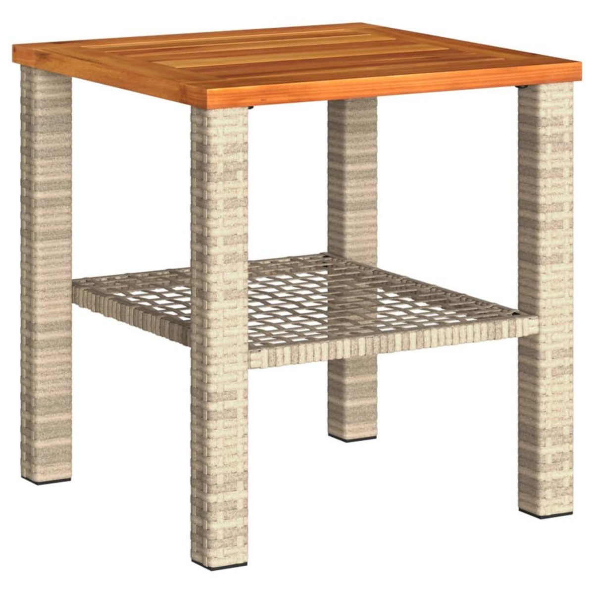 VIDAXL Table de jardin beige 40x40x42 cm resine tressee et bois acacia