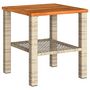 Voir la diapositive 2 : VIDAXL Table de jardin beige 40x40x42 cm resine tressee et bois acacia