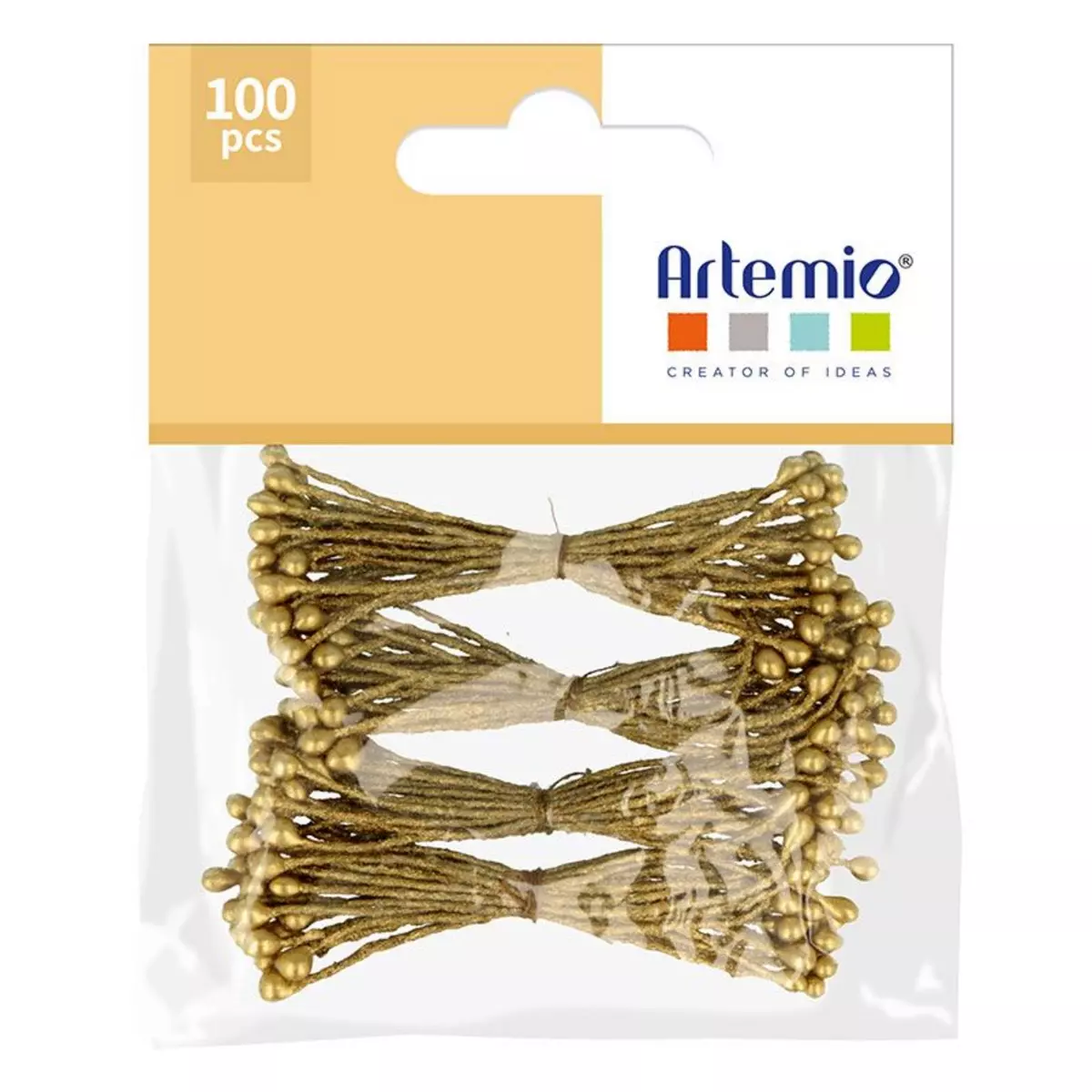 Artemio 100 étamines dorées 6 cm