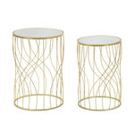Paris Prix Lot de 2 Tables d'Appoint  Lignes  55cm Or