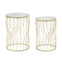 Voir la diapositive 1 : Paris Prix Lot de 2 Tables d'Appoint  Lignes  55cm Or