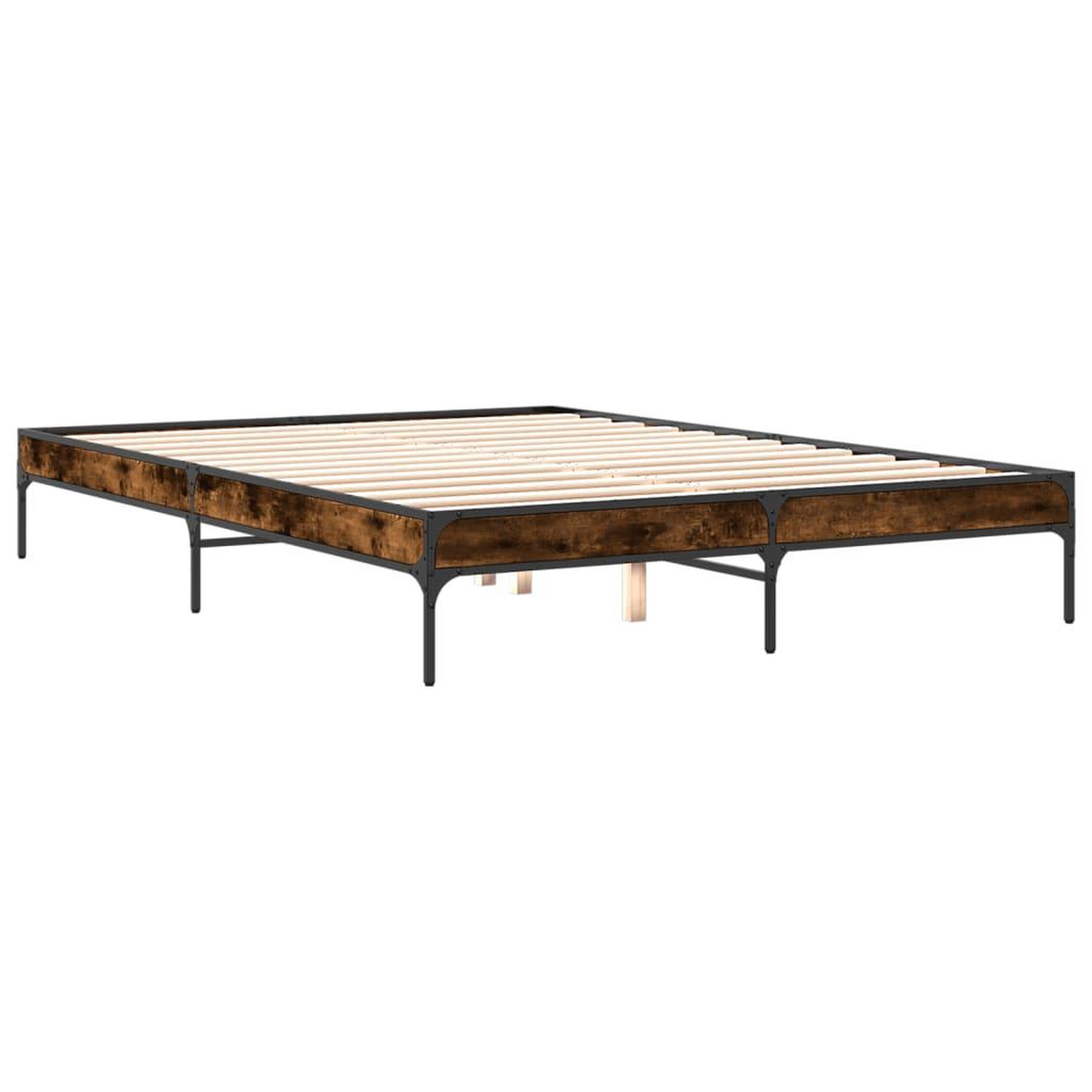 Voir la diapositive 3 : VIDAXL Cadre de lit sans matelas chene fume 140x200 cm