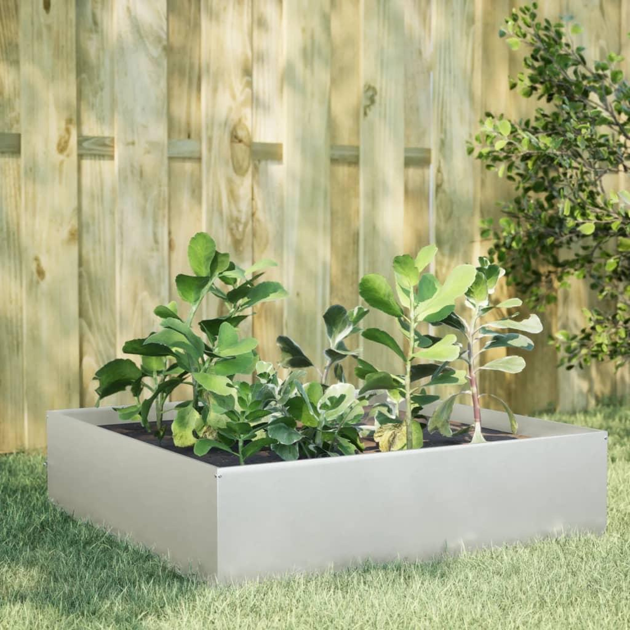 VIDAXL Lit sureleve de jardin 100x100x25 cm acier inoxydable