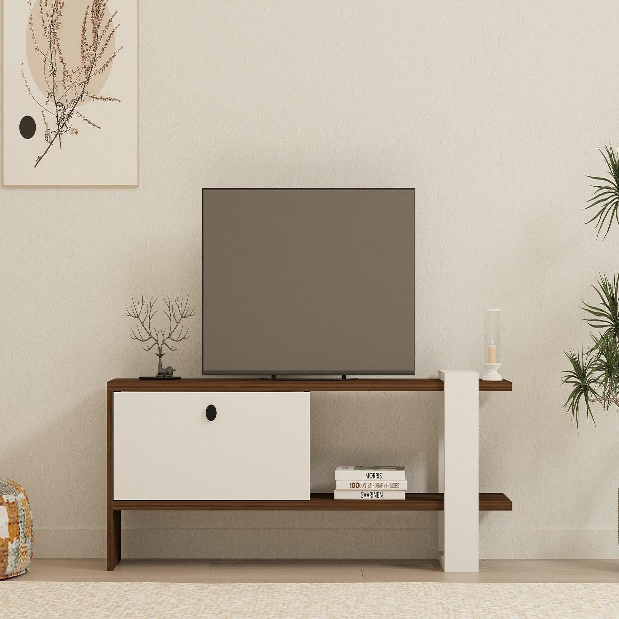 Voir la diapositive 4 : Habitat et Jardin Meuble tv en bois  gaye  - 120 x 25 x 36 cm - blanc