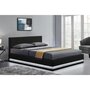 CONCEPT USINE Cadre de lit en PU noir avec rangements et LED intégrées 160x200 cm NEW YORK