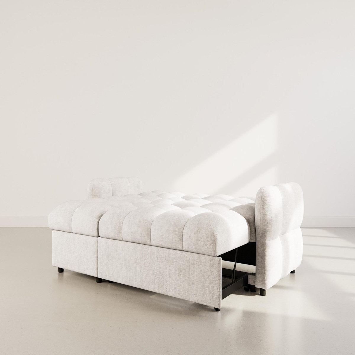 BEST MOBILIER Octave - canapé d'angle réversible 4 places convertible avec coffre en velours texturé