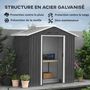 Voir la diapositive 5 : OUTSUNNY Abri de jardin - remise pour outils - cabanon porte verrouillable - dim. 194L x 110l x 184H cm - tôle d'acier anthracite