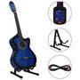 Voir la diapositive 3 : VIDAXL Jeu de guitare 12pcs occidental avec égaliseur et 6 cordes Bleu