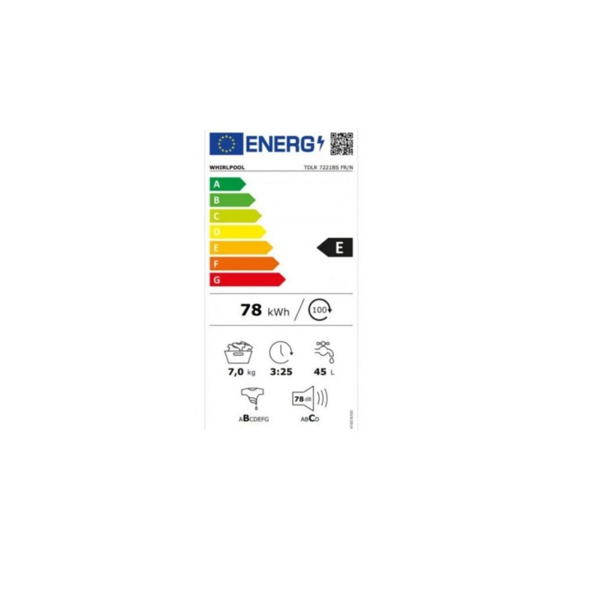 Whirlpool Lave-linge top 7kg 1200 tours/min - tdlr7221bsfrn