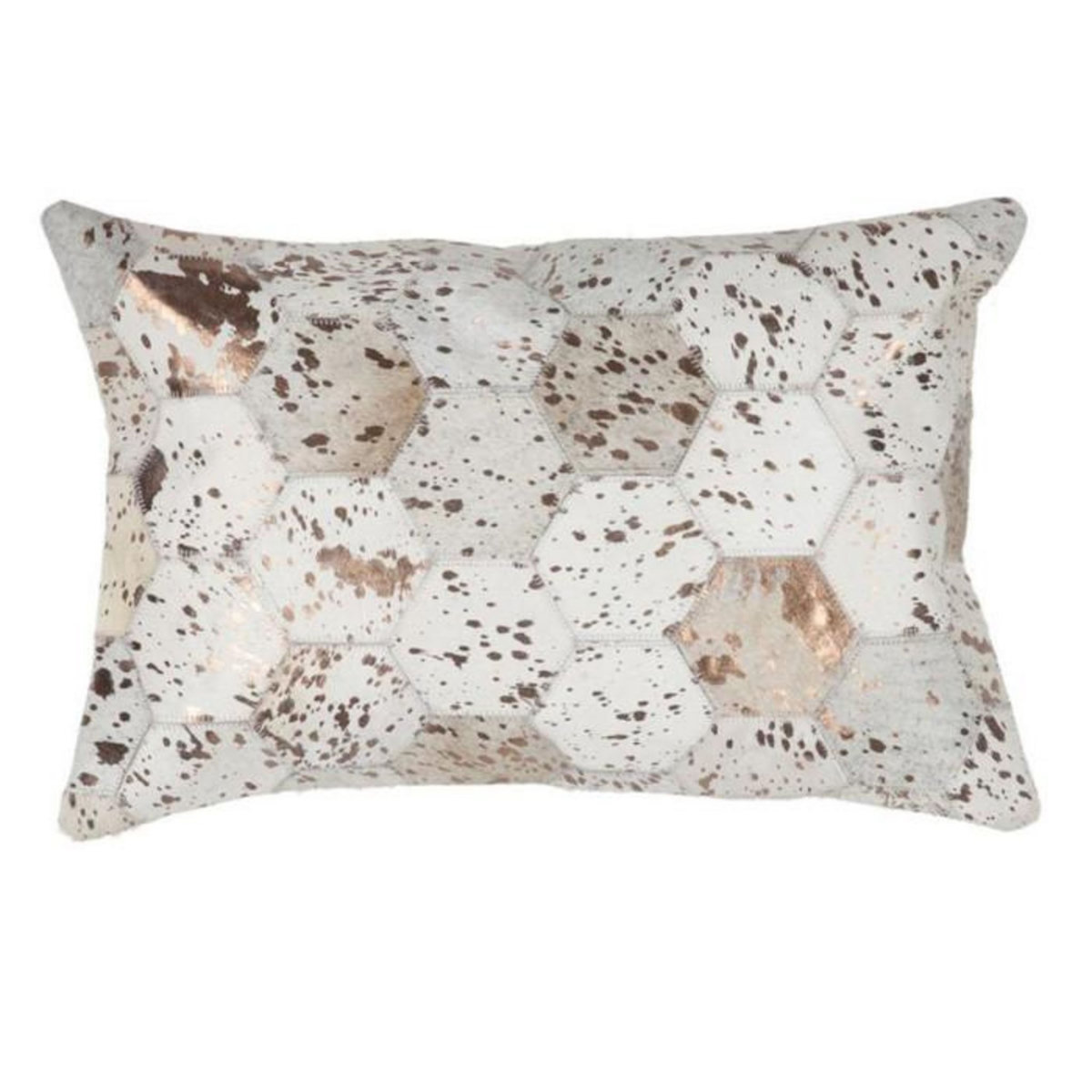 Paris Prix Coussin Design en Cuir  Spark  40x60cm Ivoire & Chrome