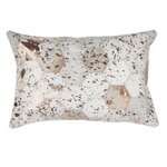 Paris Prix Coussin Design en Cuir  Spark  40x60cm Ivoire & Chrome