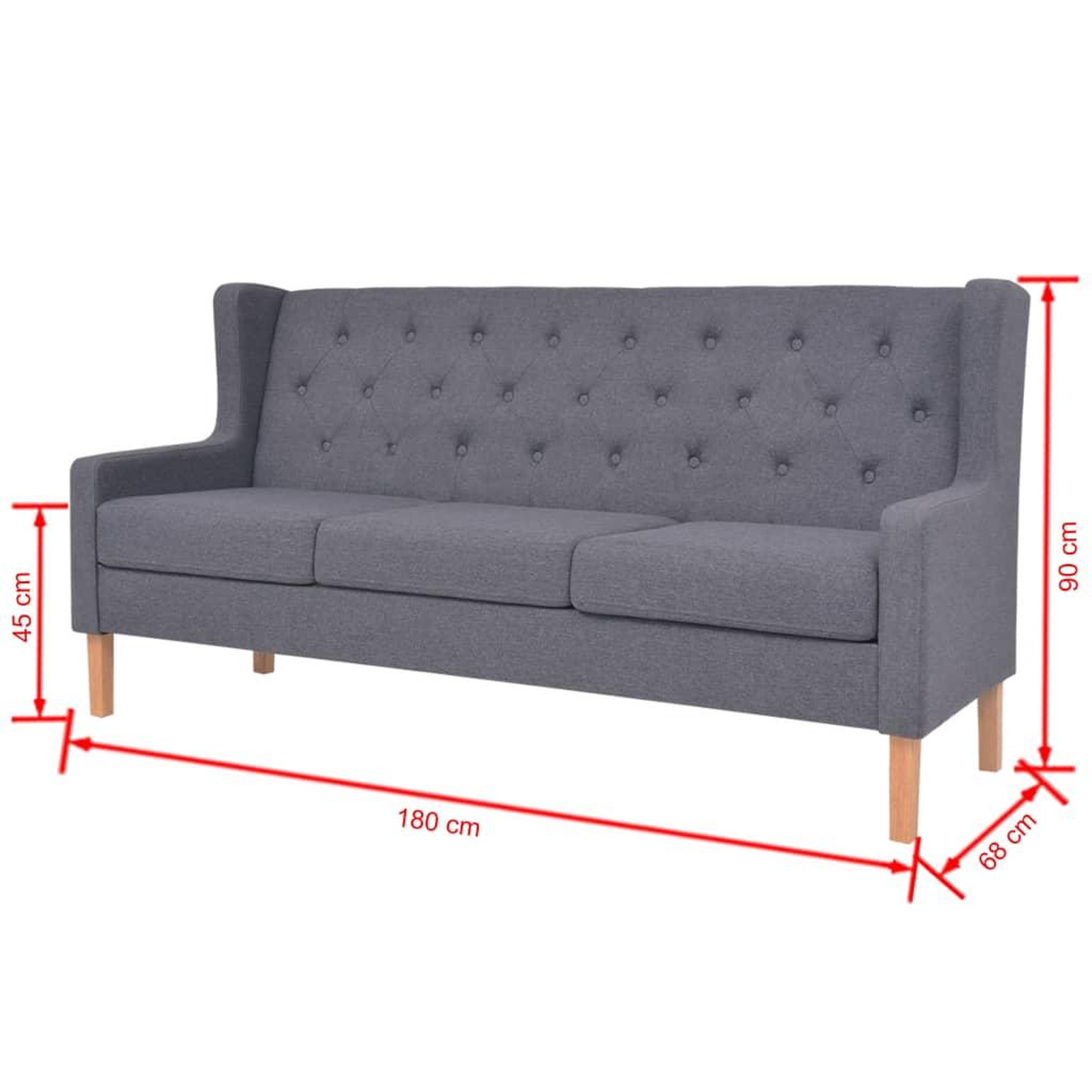 Voir la diapositive 6 : VIDAXL Canape a 3 places tissu gris