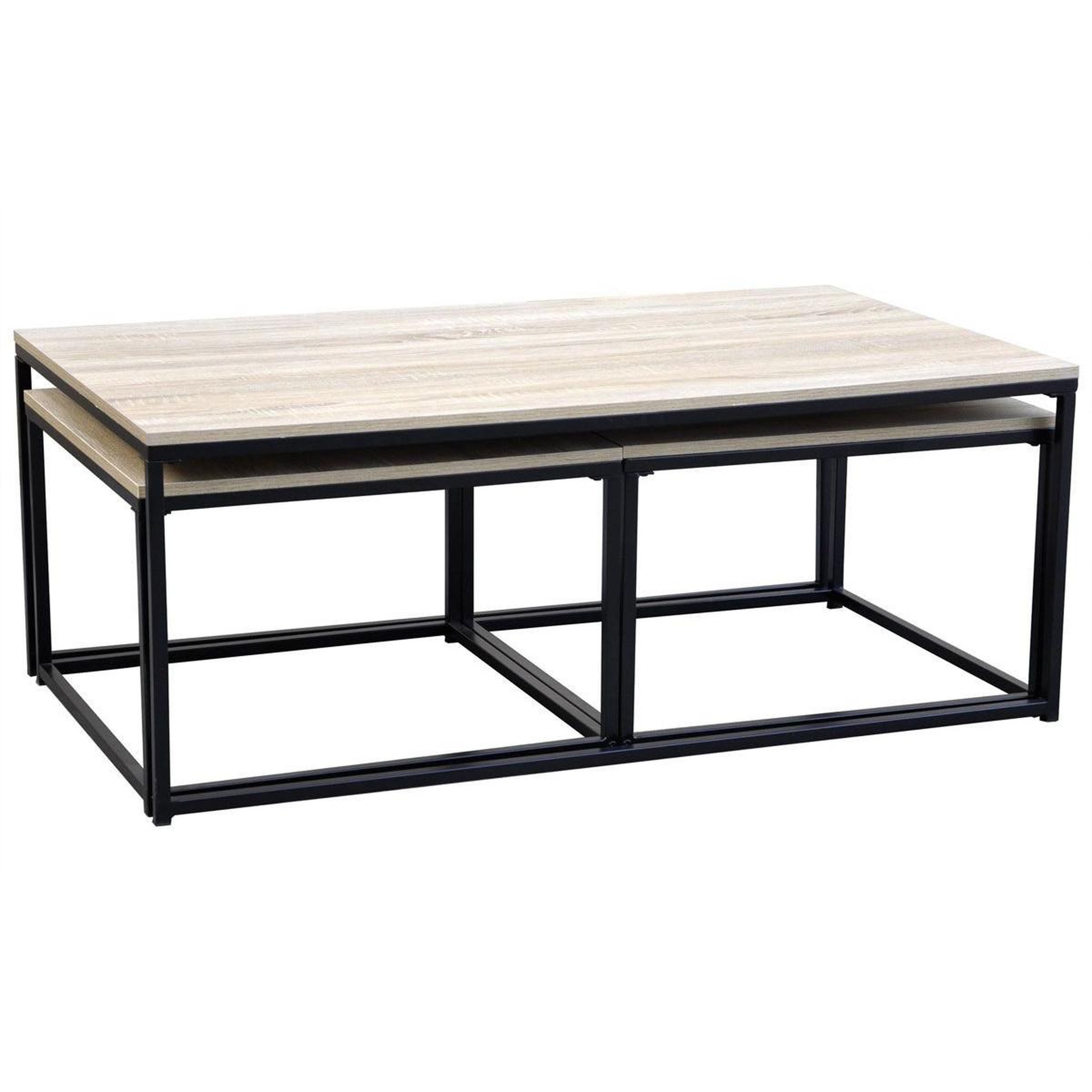 Voir la diapositive 3 : Paris Prix Lot de 3 Tables Basses Gigognes  Féline  120cm Chêne Clair
