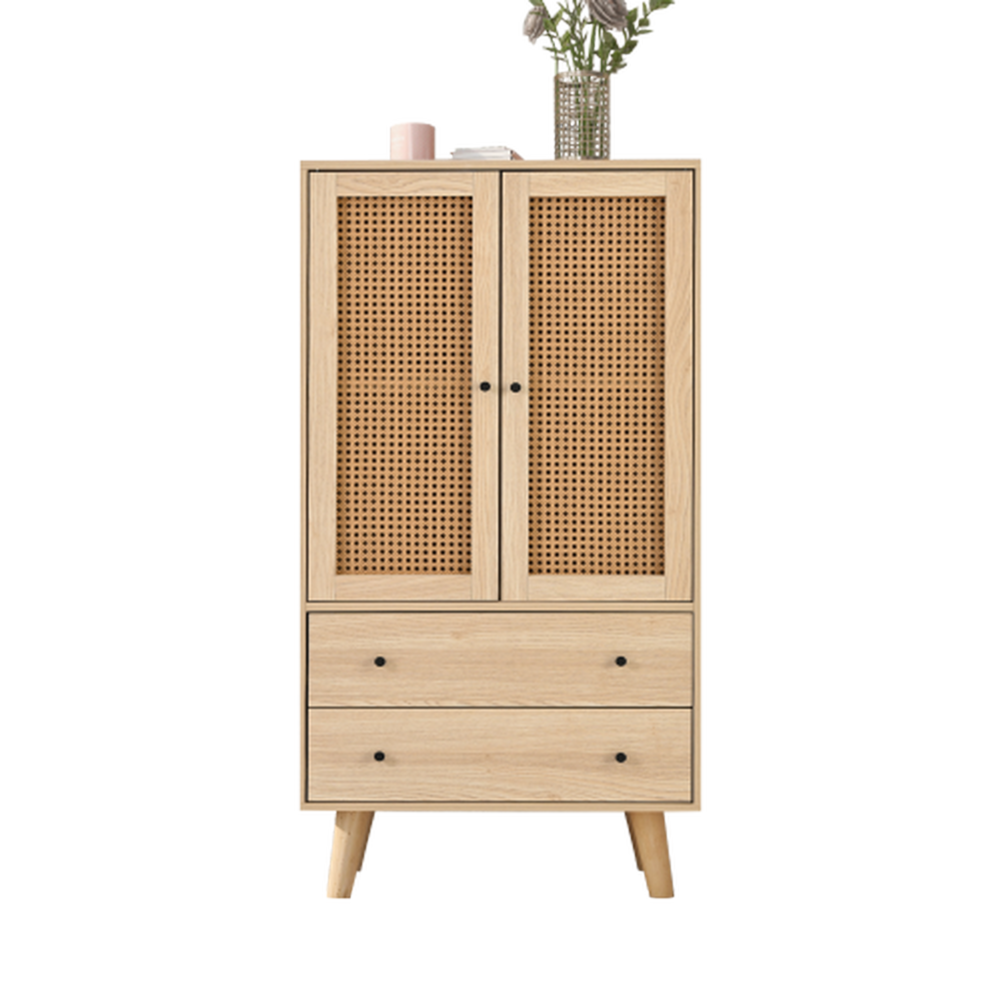 MERAX Buffet 2 porte(s) 2 tiroir(s) - 60 cm naturel panneau de particules