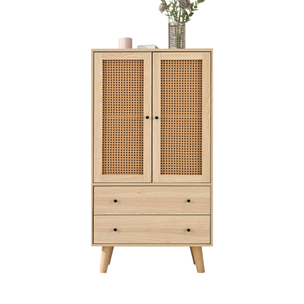 MERAX Buffet 2 porte(s) 2 tiroir(s) - 60 cm naturel panneau de particules