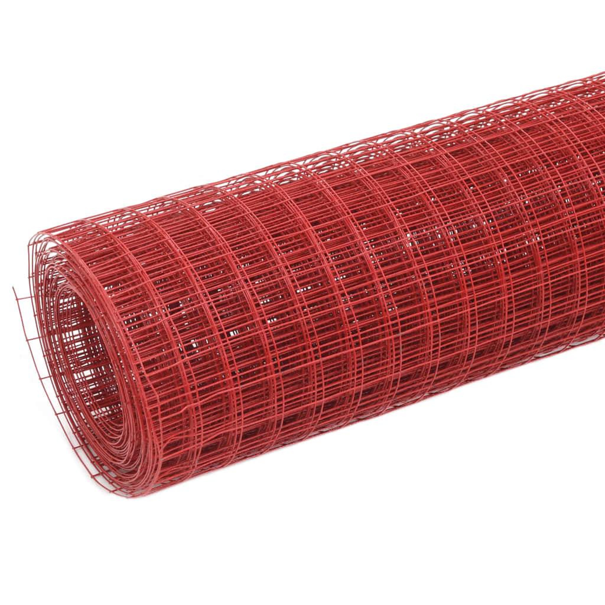 Voir la diapositive 2 : VIDAXL Grillage Acier avec revetement en PVC 10x0,5 m Rouge