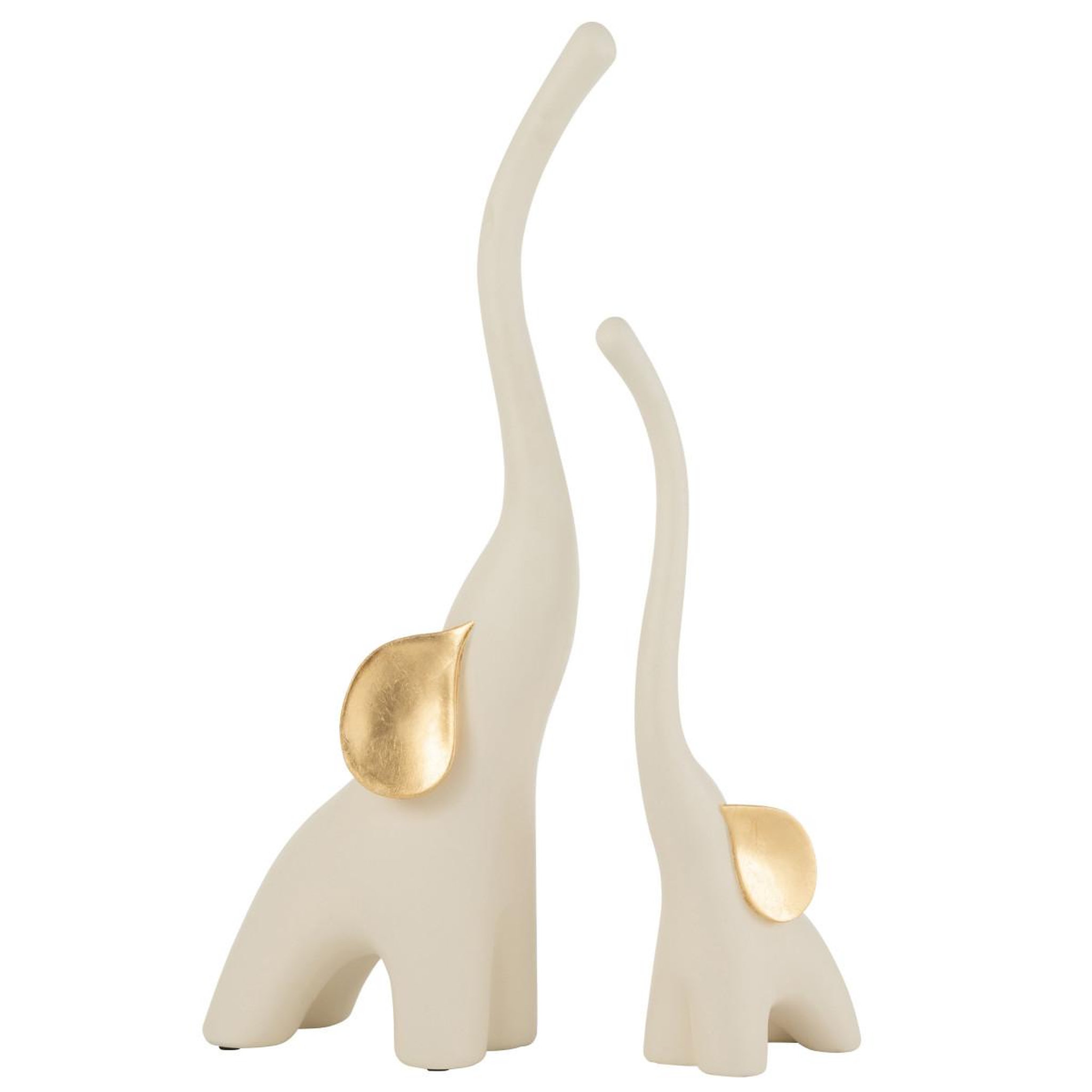 Voir la diapositive 2 : J-LINE Statuette déco  éléphant en résine  41cm crème