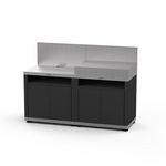 Le marquier Cuisine 2 éléments avec crédence en inox et acier noir - 160 x 56 x 115 cm