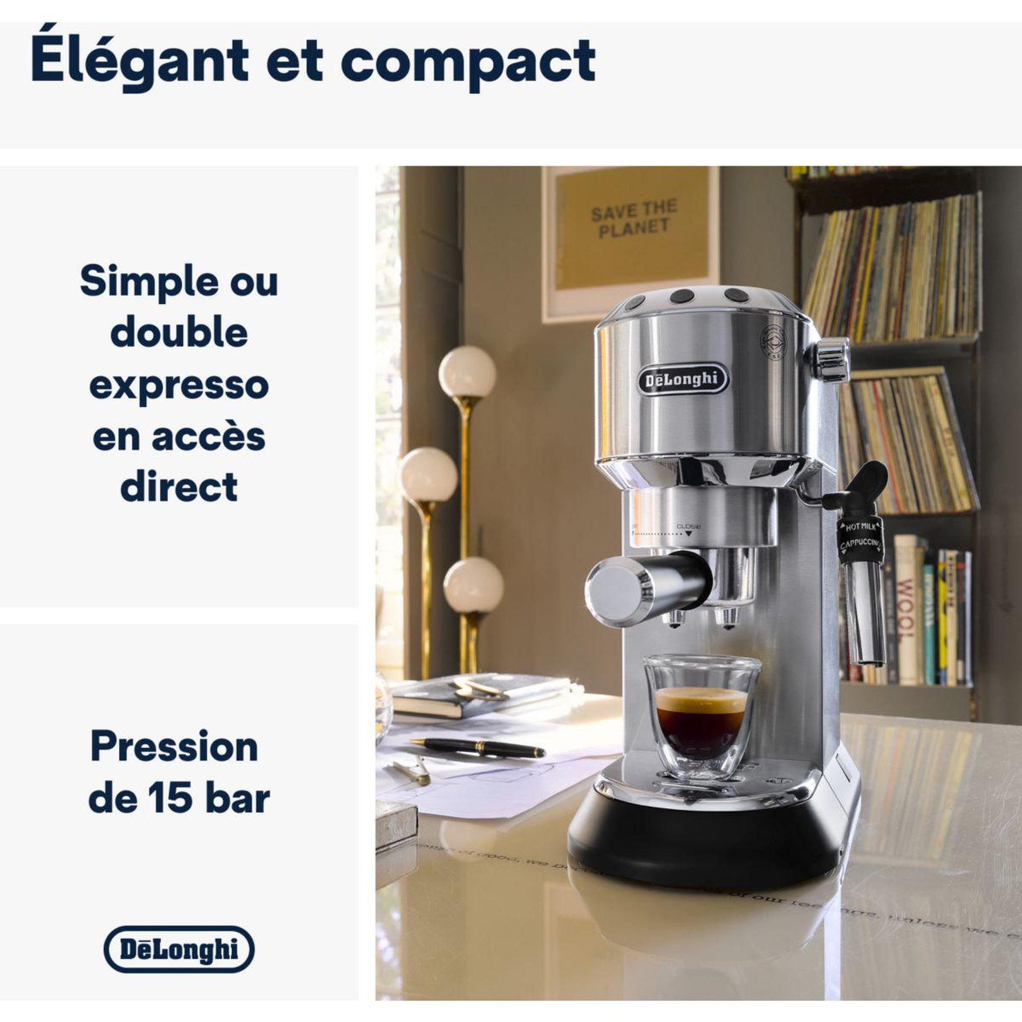 Voir la diapositive 2 : DELONGHI Machine à expresso dedica ec685.m inox