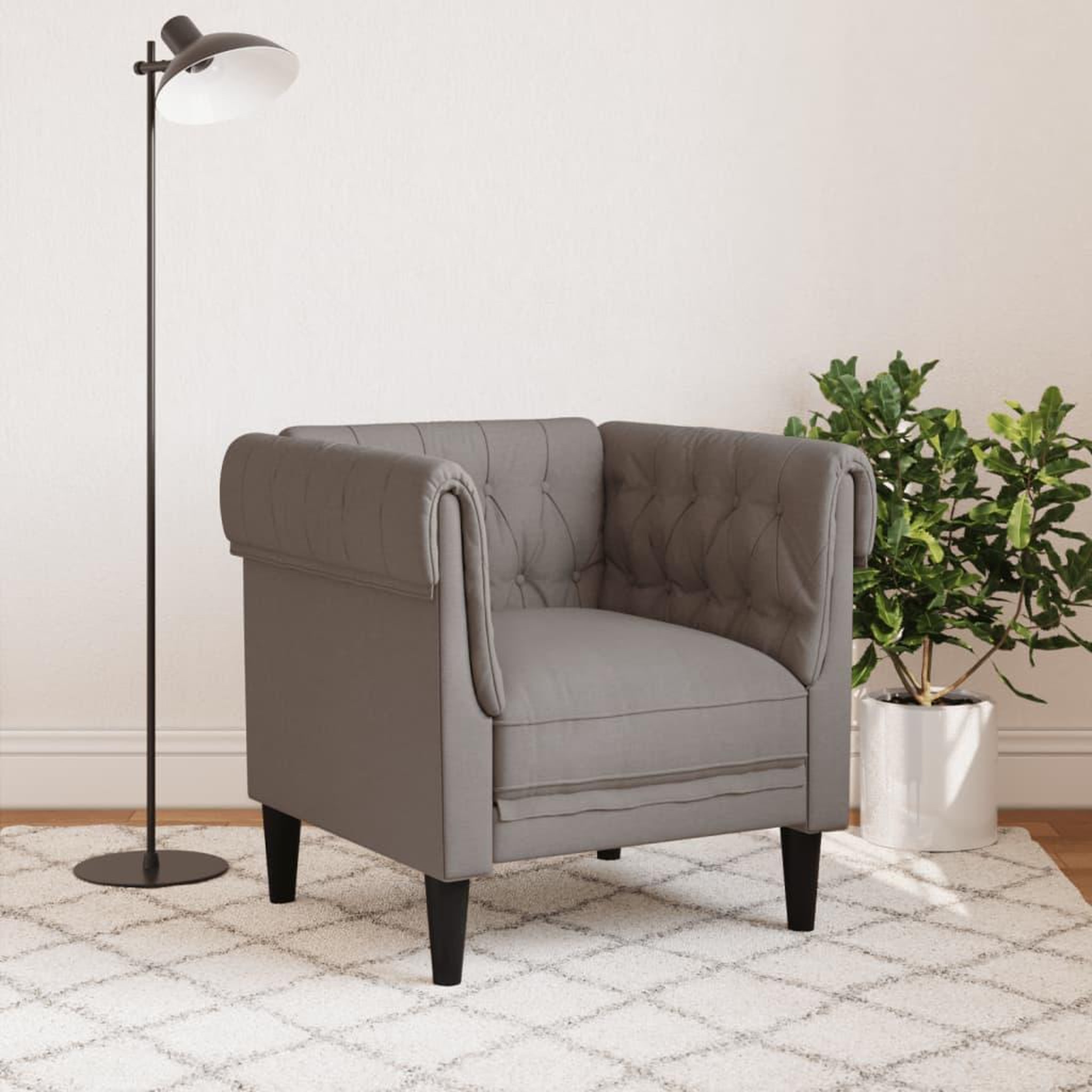 Voir la diapositive 3 : VIDAXL Fauteuil Chesterfield taupe tissu