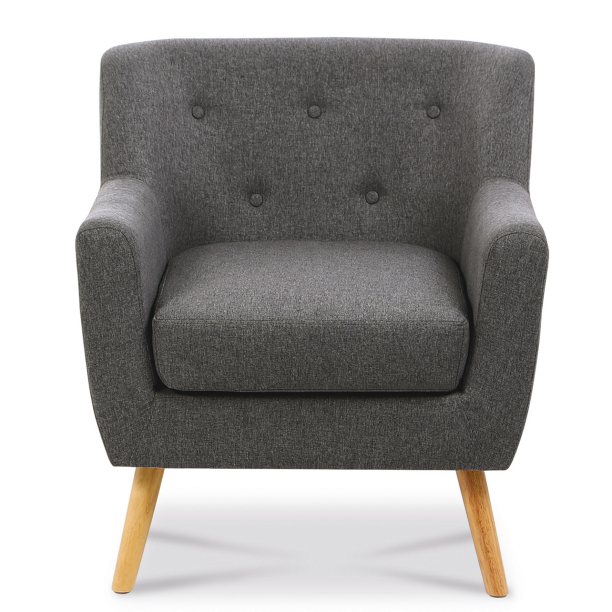 ID MARKET Fauteuil scandinave LIV avec repose pieds en tissu gris anthracite