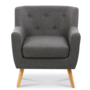 Voir la diapositive 3 : ID MARKET Fauteuil scandinave LIV avec repose pieds en tissu gris anthracite