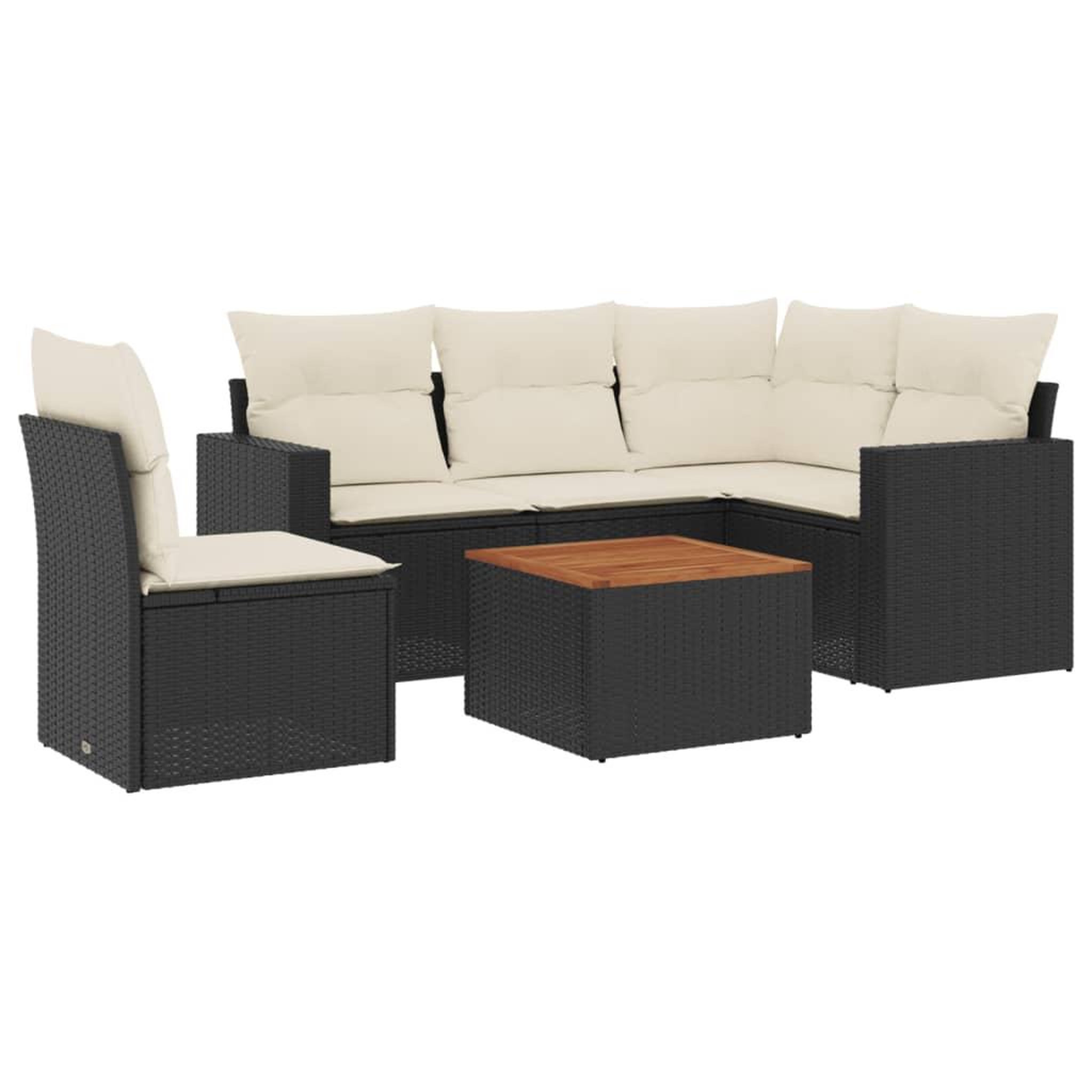 Voir la diapositive 2 : VIDAXL Salon de jardin 6 pcs avec coussins noir resine tressee