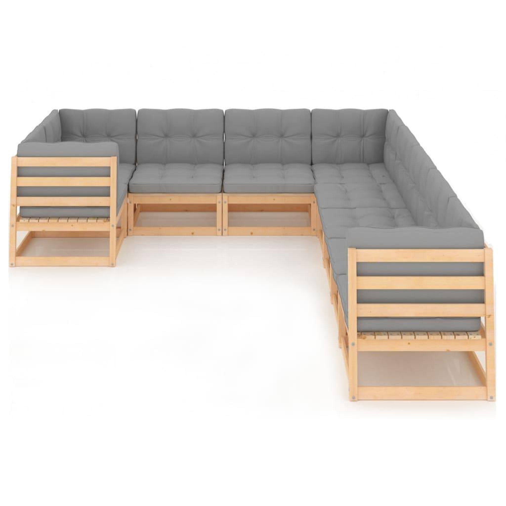 Voir la diapositive 2 : VIDAXL Salon de jardin 9 pcs avec coussins Bois de pin massif