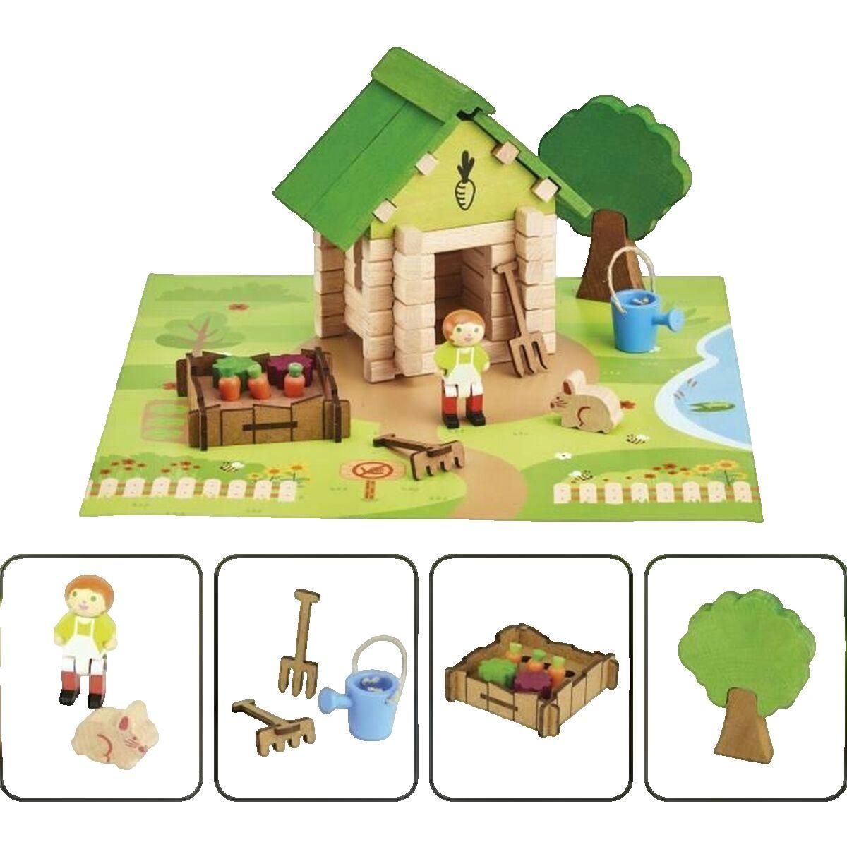 JeuJura Jeu de construction Jeujura La Cabane du Jardinier en bois naturel