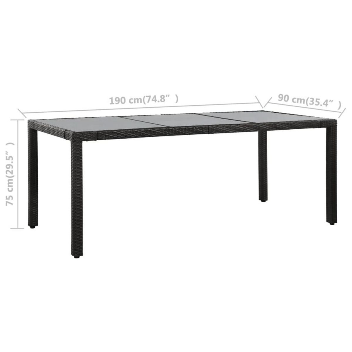 VIDAXL Ensemble a manger d'exterieur 9 pcs Resine tressee Noir