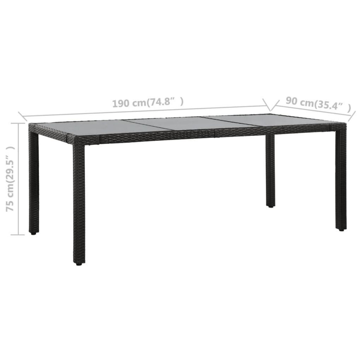 VIDAXL Ensemble a manger d'exterieur 9 pcs Resine tressee Noir