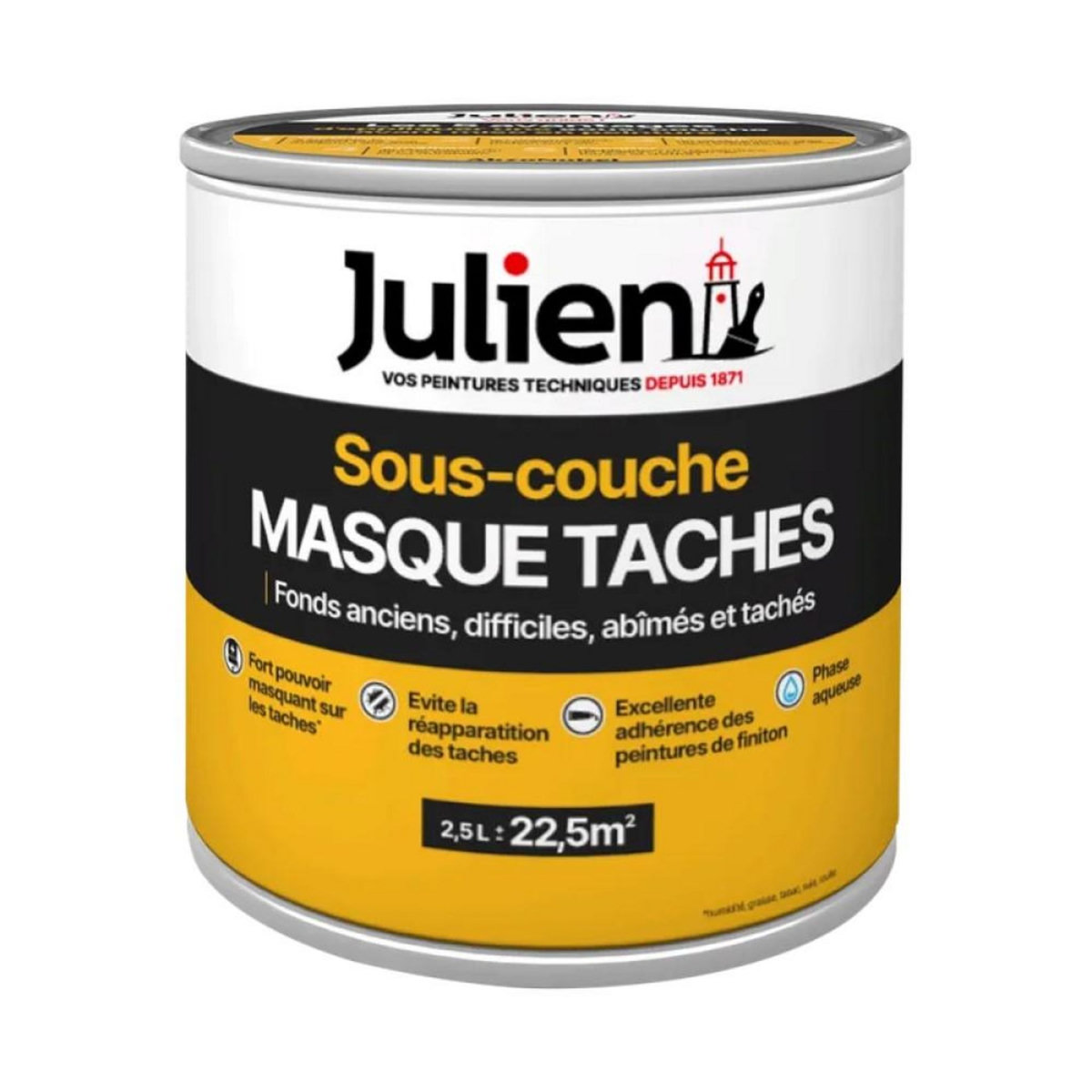 Julien Sous-couche fonds difficiles Masque taches blanc mat 2.5 l