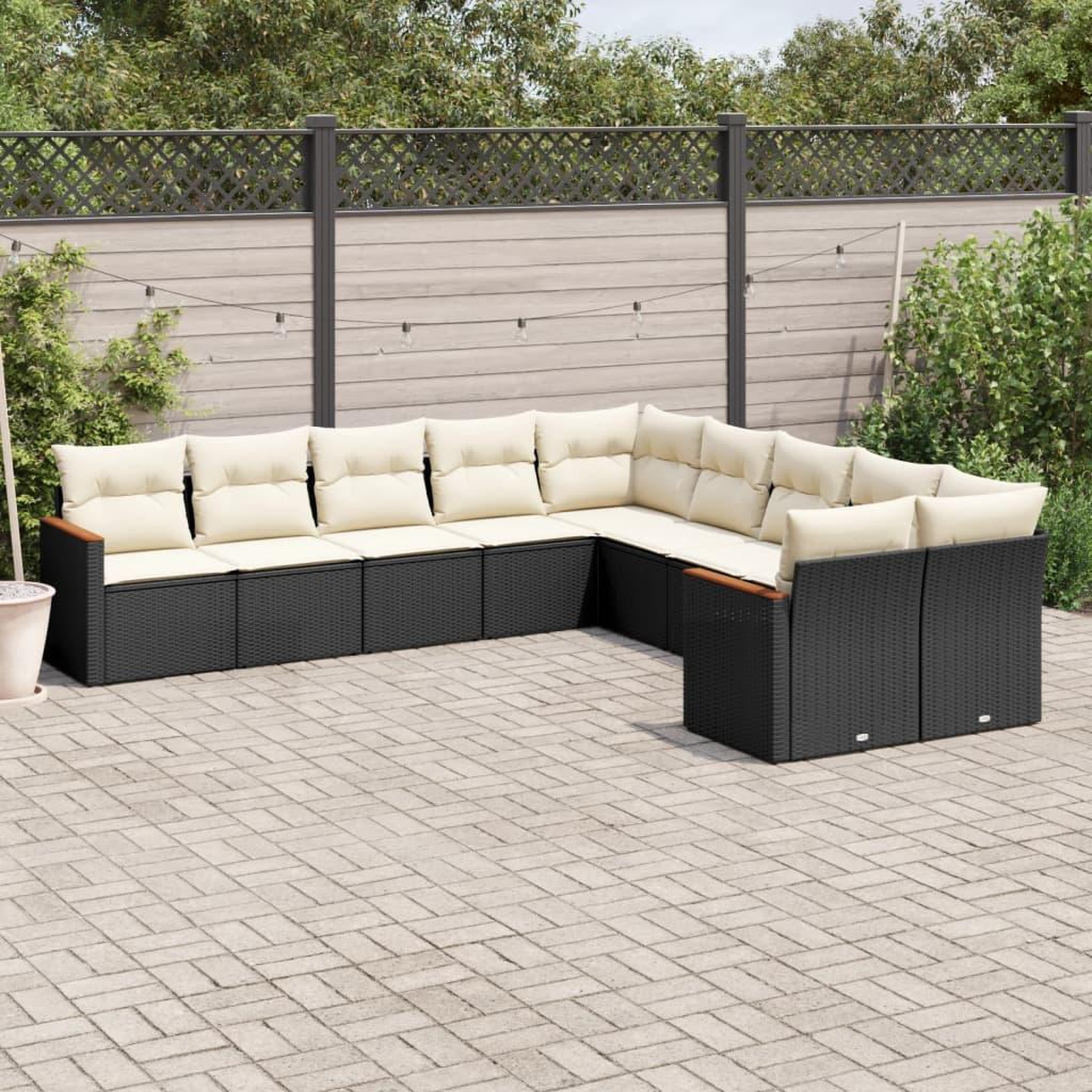VIDAXL Salon de jardin 10 pcs avec coussins noir resine tressee
