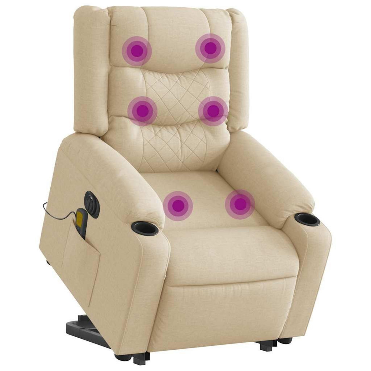 VIDAXL Fauteuil inclinable de massage electrique Creme Tissu