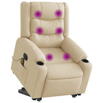 VIDAXL Fauteuil inclinable de massage electrique Creme Tissu