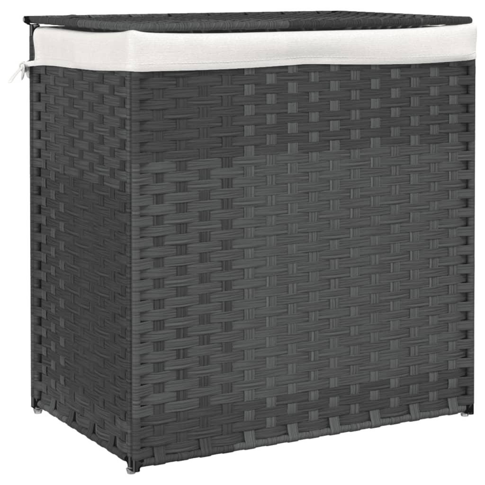 Voir la diapositive 2 : VIDAXL Panier a linge avec 2 sections gris 53x35x57 cm resine tressee