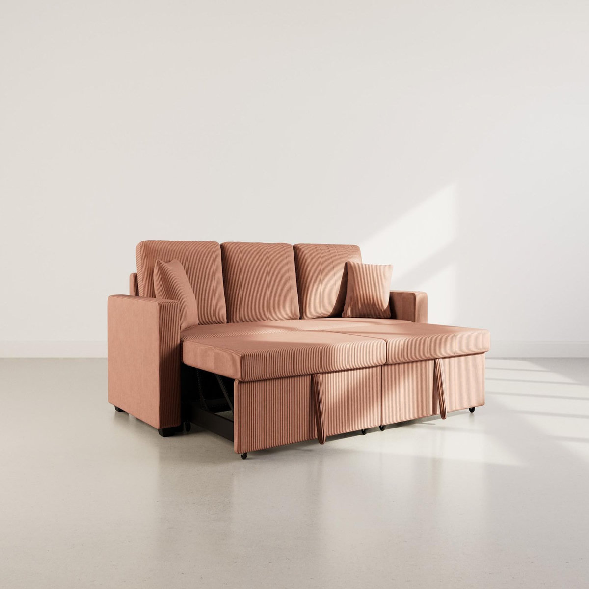 BEST MOBILIER Cyrus - canapé droit 3 places convertible en velours côtelé