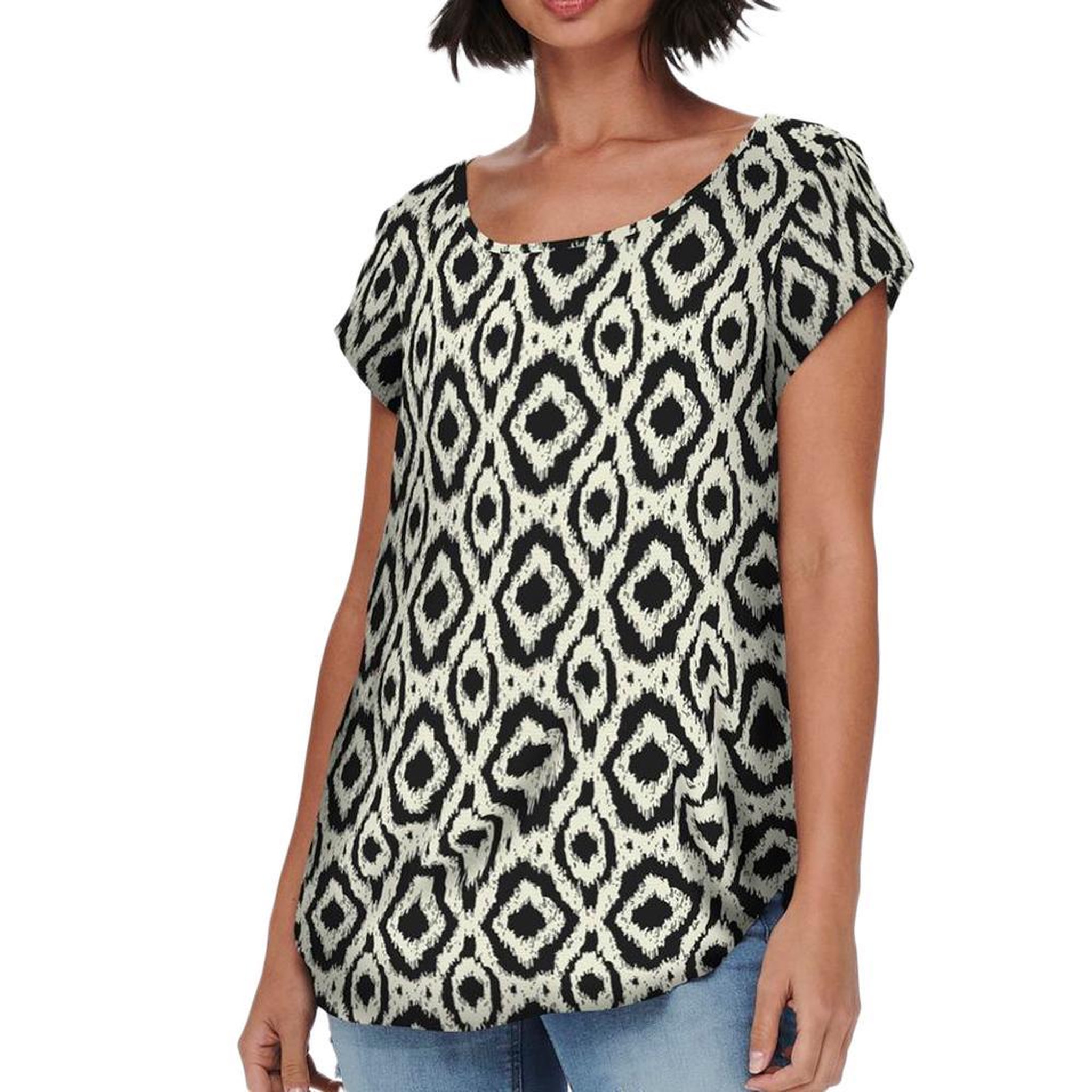 Only Top Noir/Beige  à motifs Femme Only Nova. Coloris disponibles : Noir